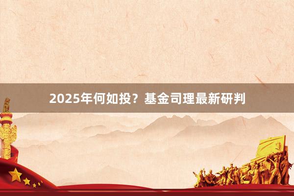 2025年何如投？基金司理最新研判